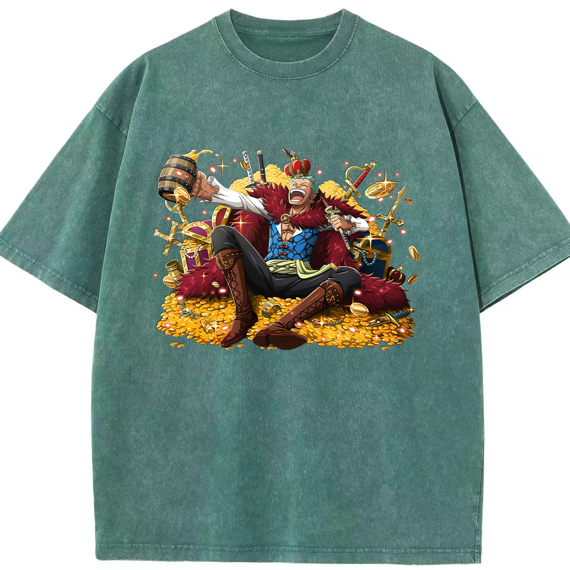 ワンピース ロロノア・ゾロ ONE PIECE Roronoa Zoro 綿100% ヴィンテージ風 半袖Tシャツ（フロントプリント）